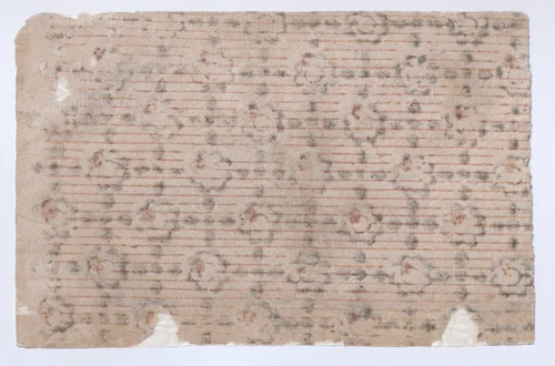 Sheet with stripe and floral pattern by anonymous, print, 1800-1900