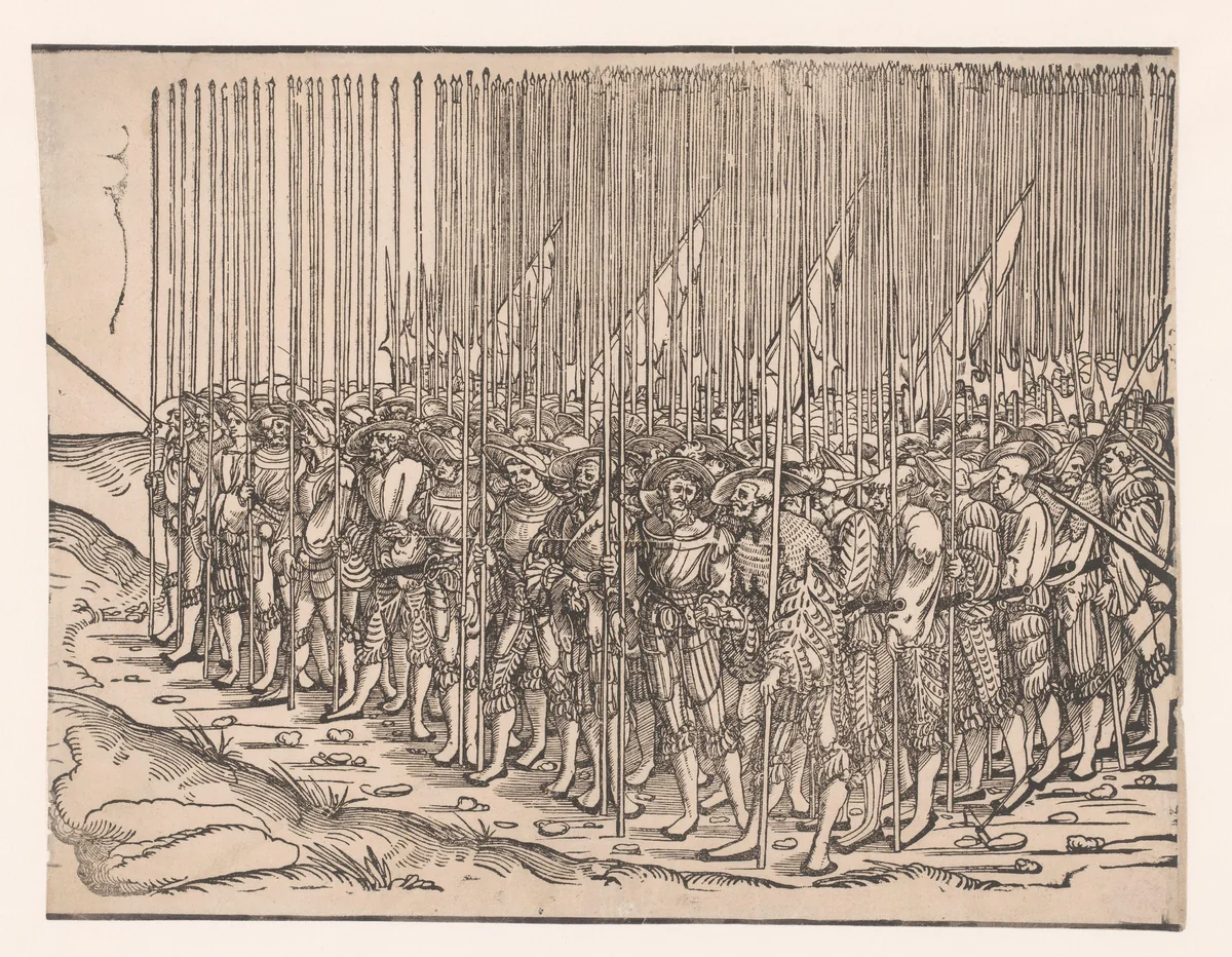 Groep landsknechten by anonymous, print, 1534-1535