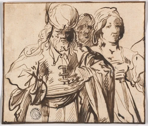 Three Half-Length Figures by Pieter Jansz, drawing, 1622-1672
