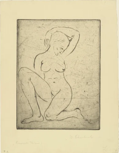 Kneeling Woman, Small (Kniende, klein) by Wilhelm Lehmbruck, print, 1910