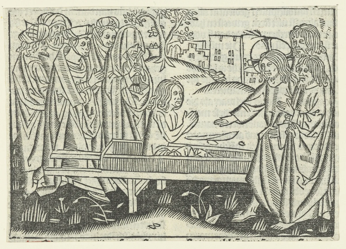 De opwekking van de zoon van de weduwe te Naïn by Unknown, print, 1480-1500