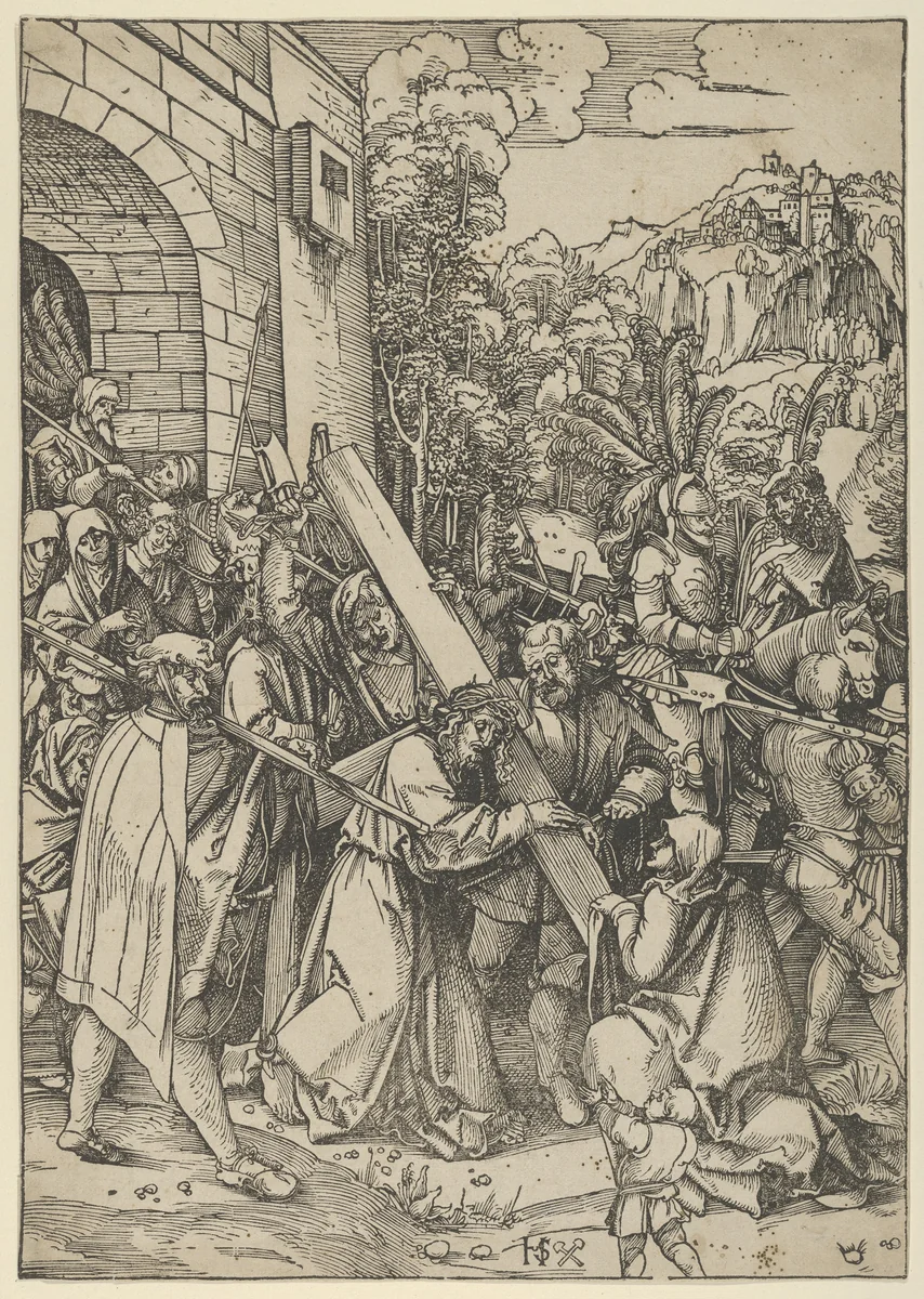 The Carrying of the Cross by Hans Schäufelein, print, 1500-1540