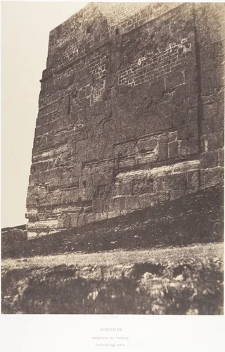 Jérusalem, Enceinte du Temple, Face Est de l'angle Sud-Est by Auguste Salzmann, photograph, 1854-1859