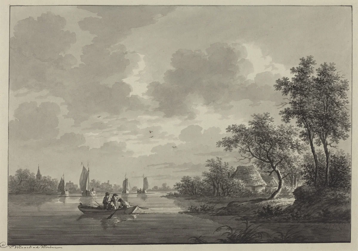 Ameide on the River Lek by Nicolaas Wicart, drawing, 1748-1815