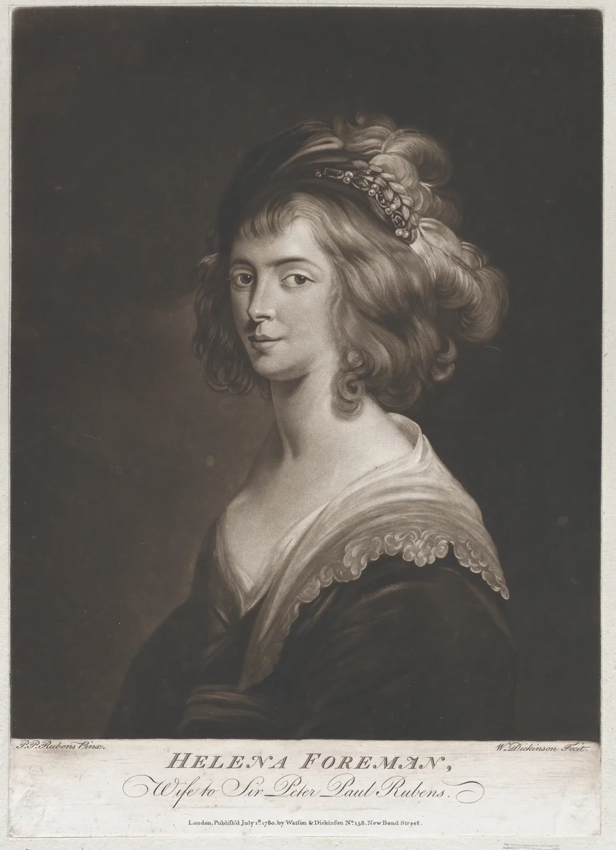 Portrait of Susanna Lunden, sister of Helena Fourment by William Pether, print, 1769