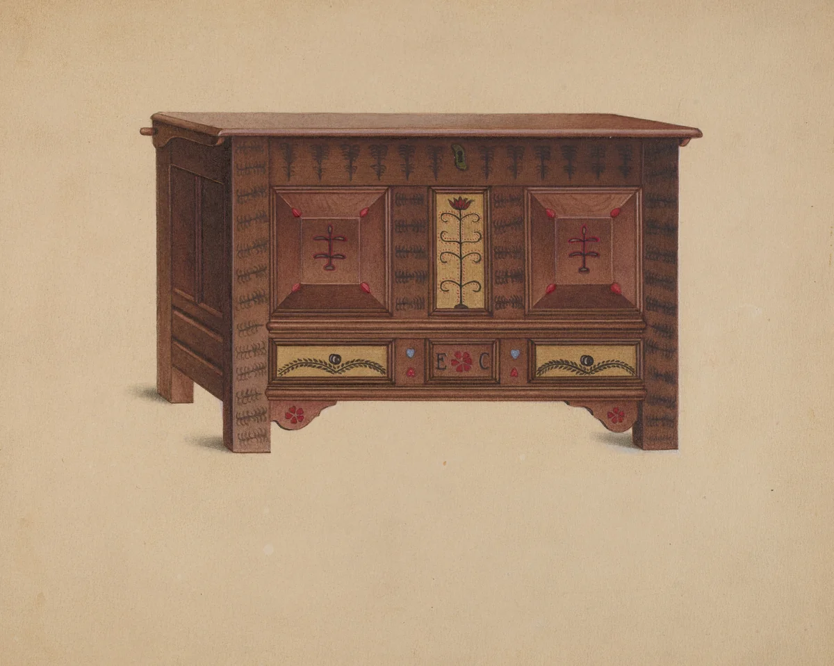 Painted Chest by Sumner Merrill, index of american design, 1937