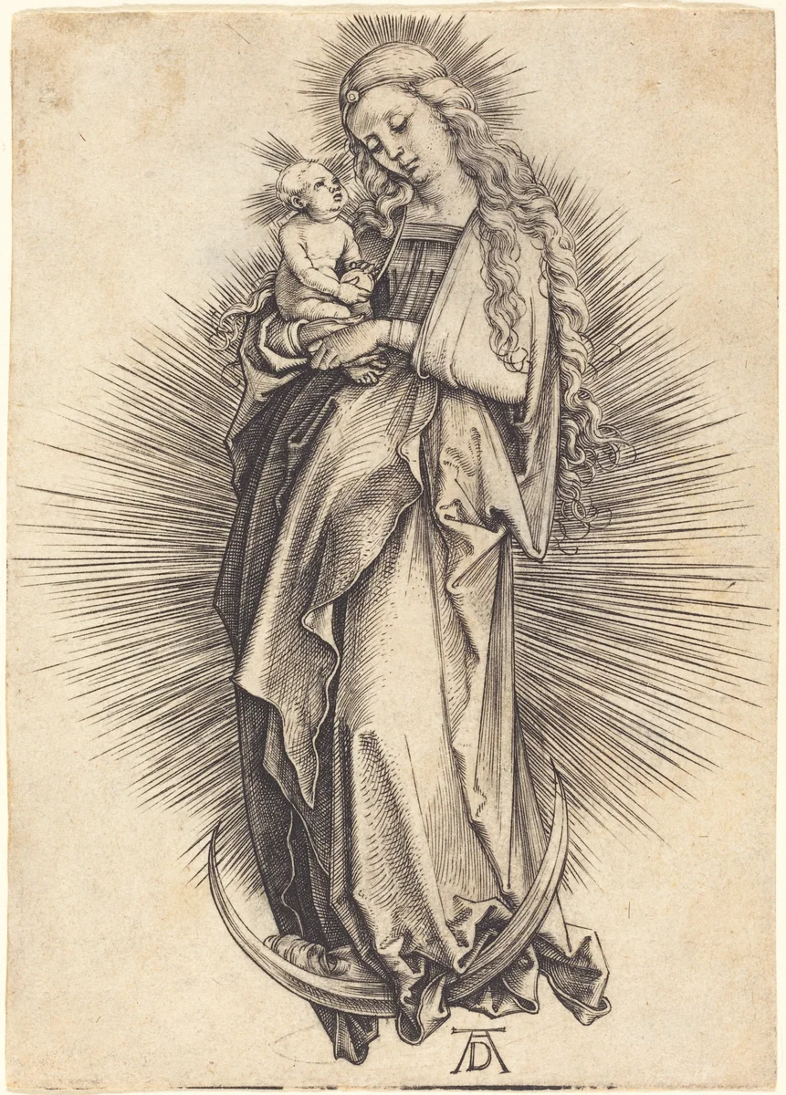 The Virgin on the Crescent by Albrecht Dürer, print, 1498-1499