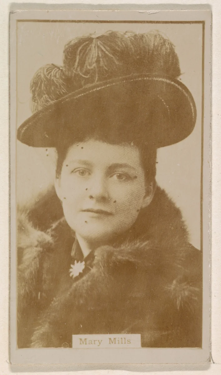 Mary Mills, from the Actresses series (N245) issued by Kinney Brothers to promote Sweet Caporal Cigarettes by Kinney Brothers Tobacco Company, photograph, 1890