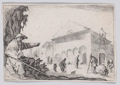 Reverse Copy of L'Hospice (The Almshouse), from "Les Caprices" Series A, The Florence Set by anonymous, print, 1620-1700