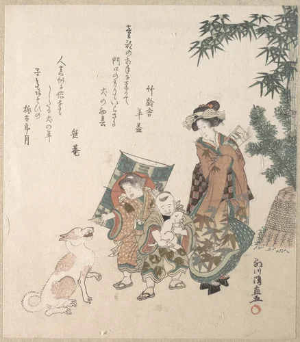 Street Scene in the New Year Season by Utagawa Kuninao, print, 1814