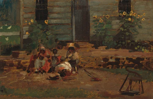 Sketch of a Cottage Yard by Winslow Homer, painting, 1876