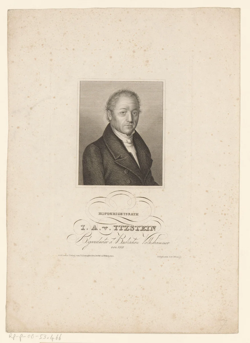 Portret van Johann Adam von Itzstein by Johann Georg Nordheim, print, 1829-1840