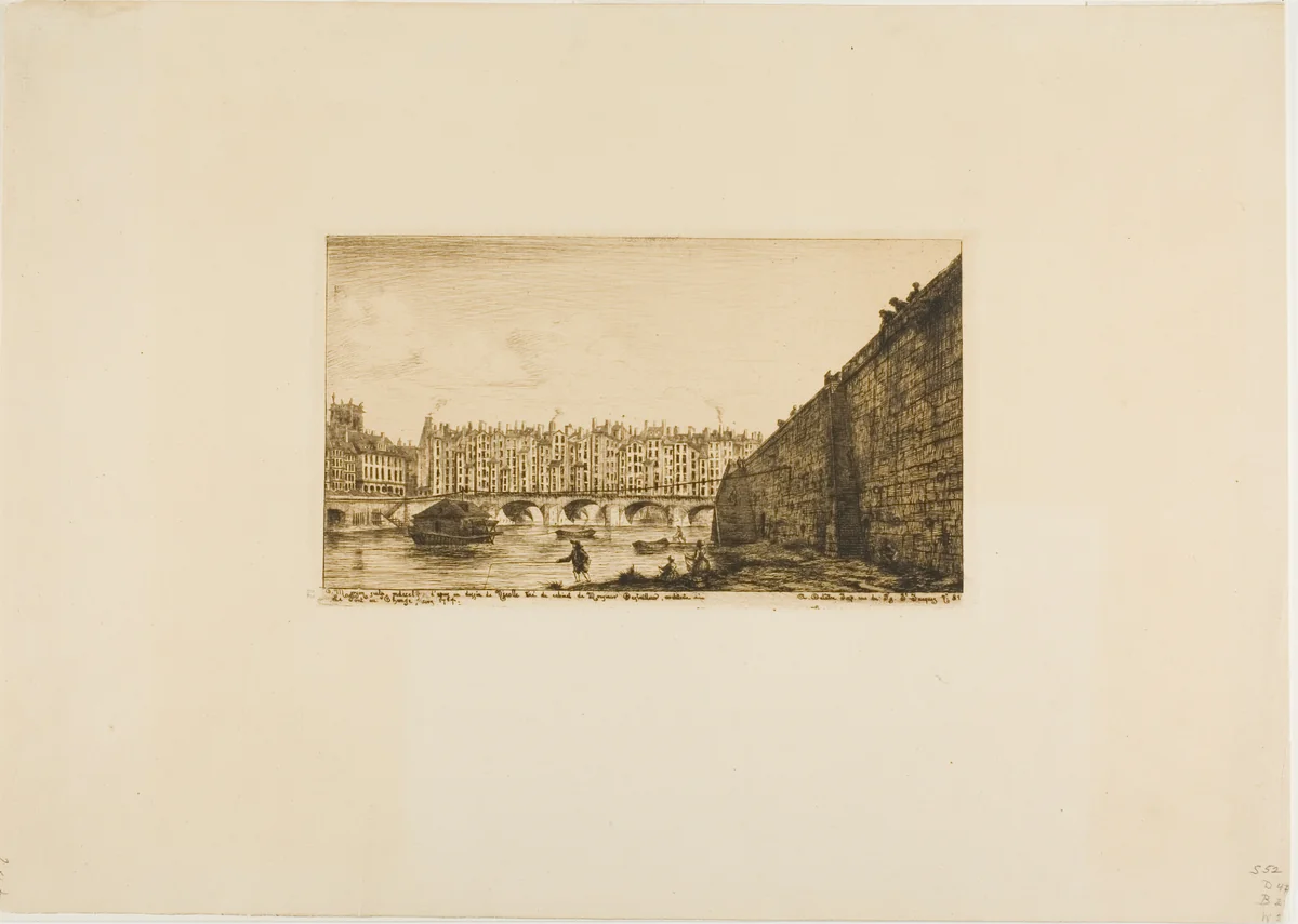 Pont-au-Change, Paris, about 1784 by Charles Meryon, print, 1855