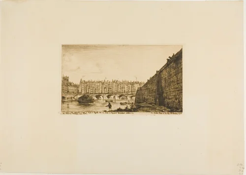 Pont-au-Change, Paris, about 1784 by Charles Meryon, print, 1855