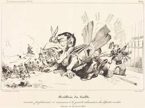 Artillerie du Diable (The Devil's Artillery) by Eugène-Hippolyte Forest; Jean-Ignace-Isidore Grandville, print, 1803-1847