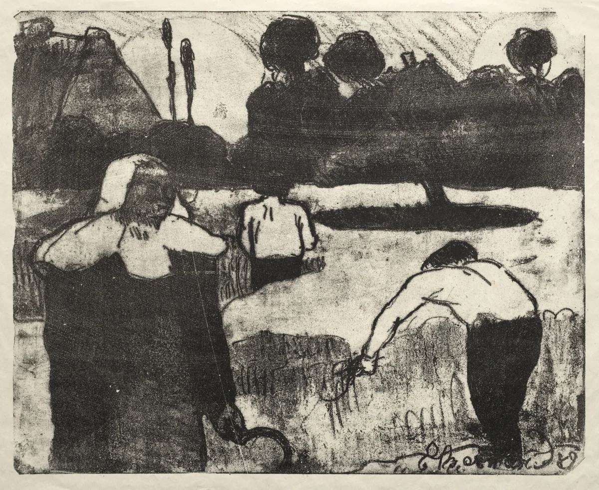 Les Bretonneries: The Harvesters (Les Moissonneurs) by Émile Bernard, print, 1889