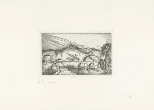 Ruine met watermolen by Jacobus Ludovicus Cornet, print, 1825-1882