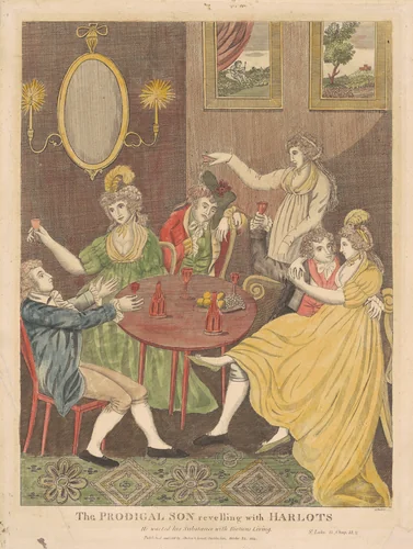 The Prodigal Son Revelling with Harlotsy by Amos Doolittle; Shelton & Kensett, print, 1814