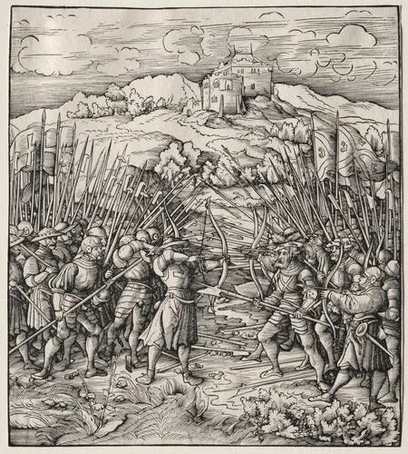 The Battle Against the Blue Company by Leonhard Beck, print, 1512-1518