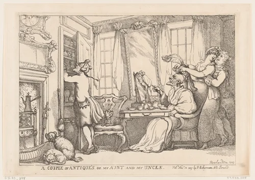 A Couple of Antiques or my Aunt and my Uncle by Thomas Rowlandson, print, 1807