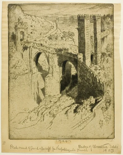 The Bridge of Alcantara, Toledo by Joseph Pennell, print, 1904