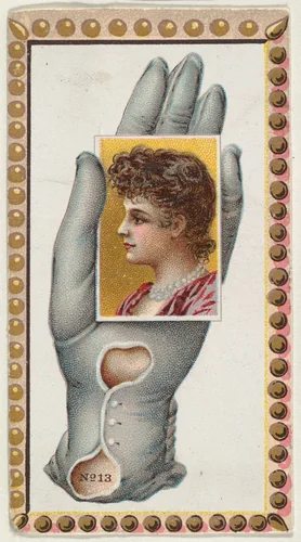 Card Number 13, cut-out from banner advertising the Opera Gloves series (G29) for Allen & Ginter Cigarettes by Allen & Ginter, print, 1885-1895