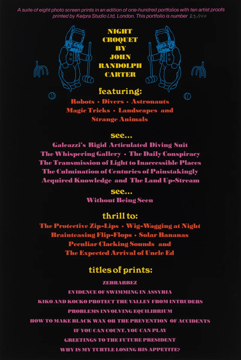 Night Croquet by John Randolph Carter, portfolio, 1971