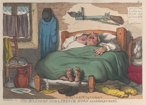 The Bassoon with a French Horn Accompaniment by Thomas Rowlandson, print, 1811