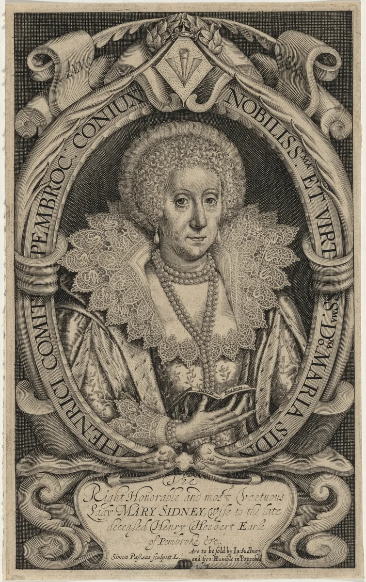 Mary Sidney, Countess of Pembroke by Simon van de Passe, print, 1595-1647