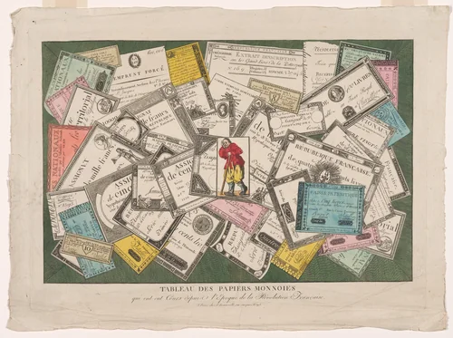 Picture of Revolutionary Assignats (Tableau des papiers monnoies qui ont eut cours depuis l'epoque de la Révolution française) by Unknown Artist, print, 1797