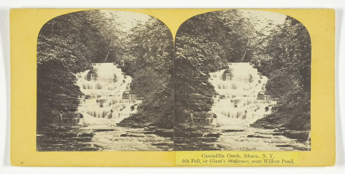 Cascadilla Creek, Ithaca, N.Y. 6th Fall, or Giant's Staircase, near Willow Pond by J. C. Burritt, photograph, 1860-1865
