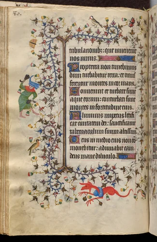 Hours of Charles the Noble, King of Navarre (1361-1425): fol. 40v, Text by Master of the Brussels Initials and Associates, book, 1400-1410