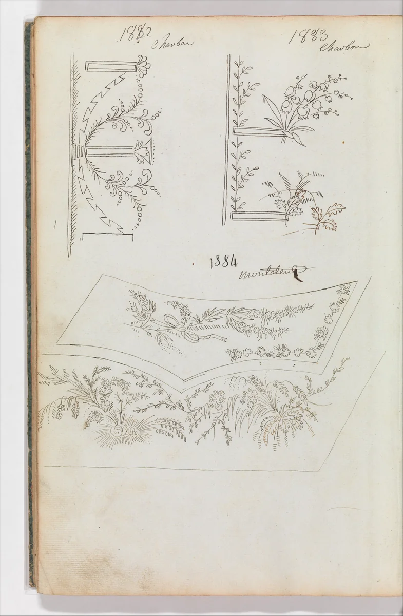 Scrapbook of Designs for Embroidered Waistcoats by Fabrique de Saint Ruf, drawing, 1780-1790