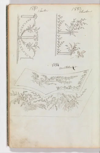Scrapbook of Designs for Embroidered Waistcoats by Fabrique de Saint Ruf, drawing, 1780-1790