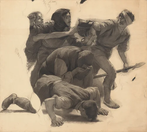 The Siege of Tortona, or The Thirst of the People of Tortona (La Costanza dei tortonesi) by Andrea Gastaldi, drawing, 1866-1867