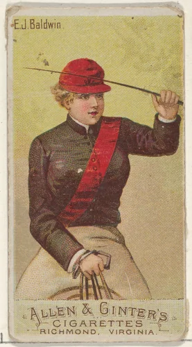 E.J. Baldwin, from the Racing Colors of the World series (N22a) for Allen & Ginter Cigarettes by Allen & Ginter, print, 1888