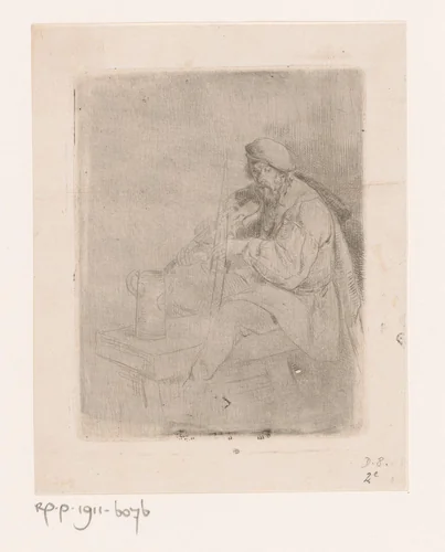 Minstreel speelt viool by Henri Leys, print, 1825-1869