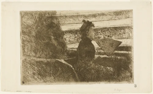Lady in Black, in a Loge, Facing Right by Mary Cassatt, print, 1881