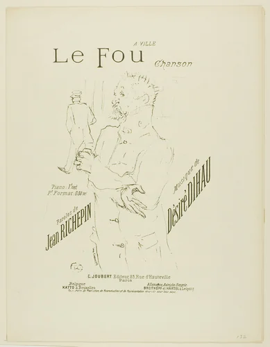 The Madman, from Mélodies de Désiré Dihau by Henri de Toulouse-Lautrec, print, 1895
