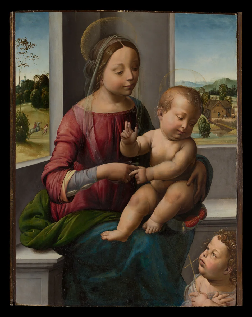 Madonna and Child with the Young Saint John the Baptist by Fra Bartolomeo, painting, 1492-1502