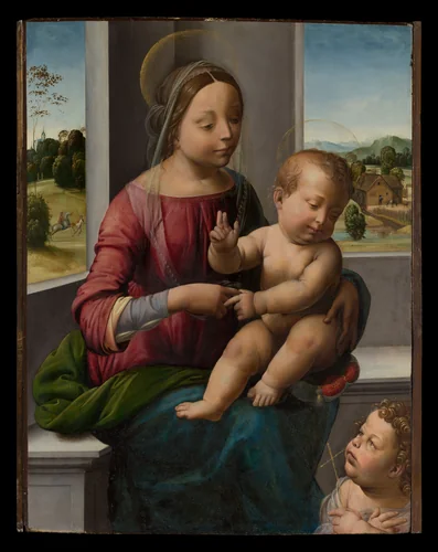 Madonna and Child with the Young Saint John the Baptist by Fra Bartolomeo, painting, 1492-1502