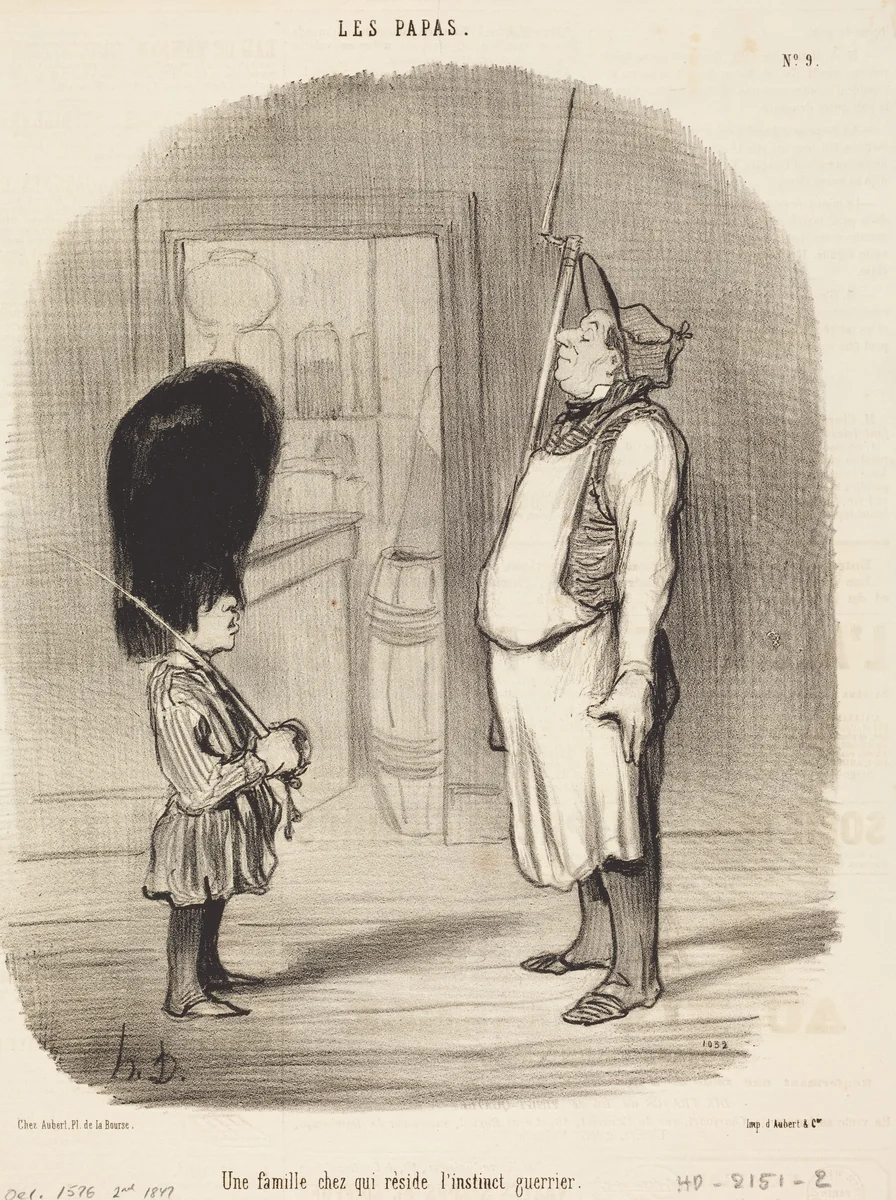 Une Famille chez qui réside l'instinct guerrier by Honoré Daumier, print, 1847