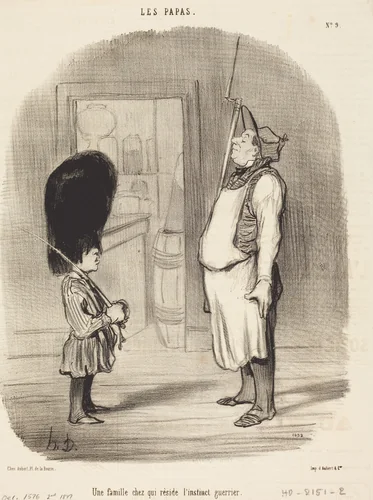 Une Famille chez qui réside l'instinct guerrier by Honoré Daumier, print, 1847