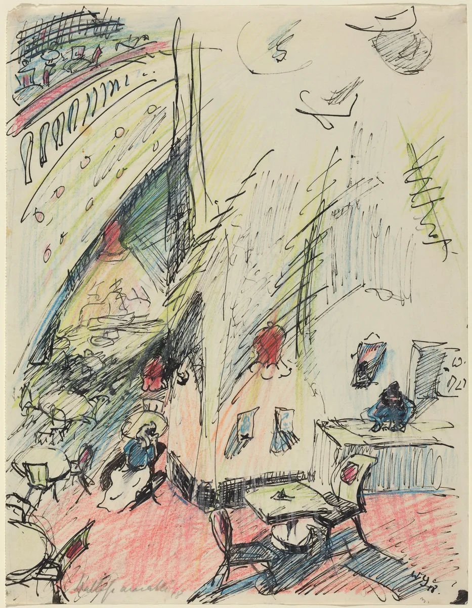 Das leere Café (The Empty Café) by Walter Gramatté, drawing, 1918