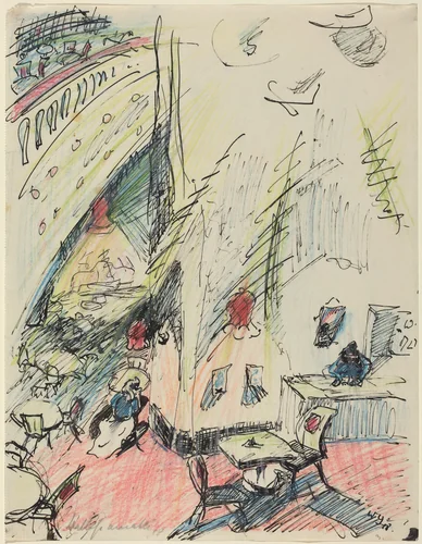 Das leere Café (The Empty Café) by Walter Gramatté, drawing, 1918