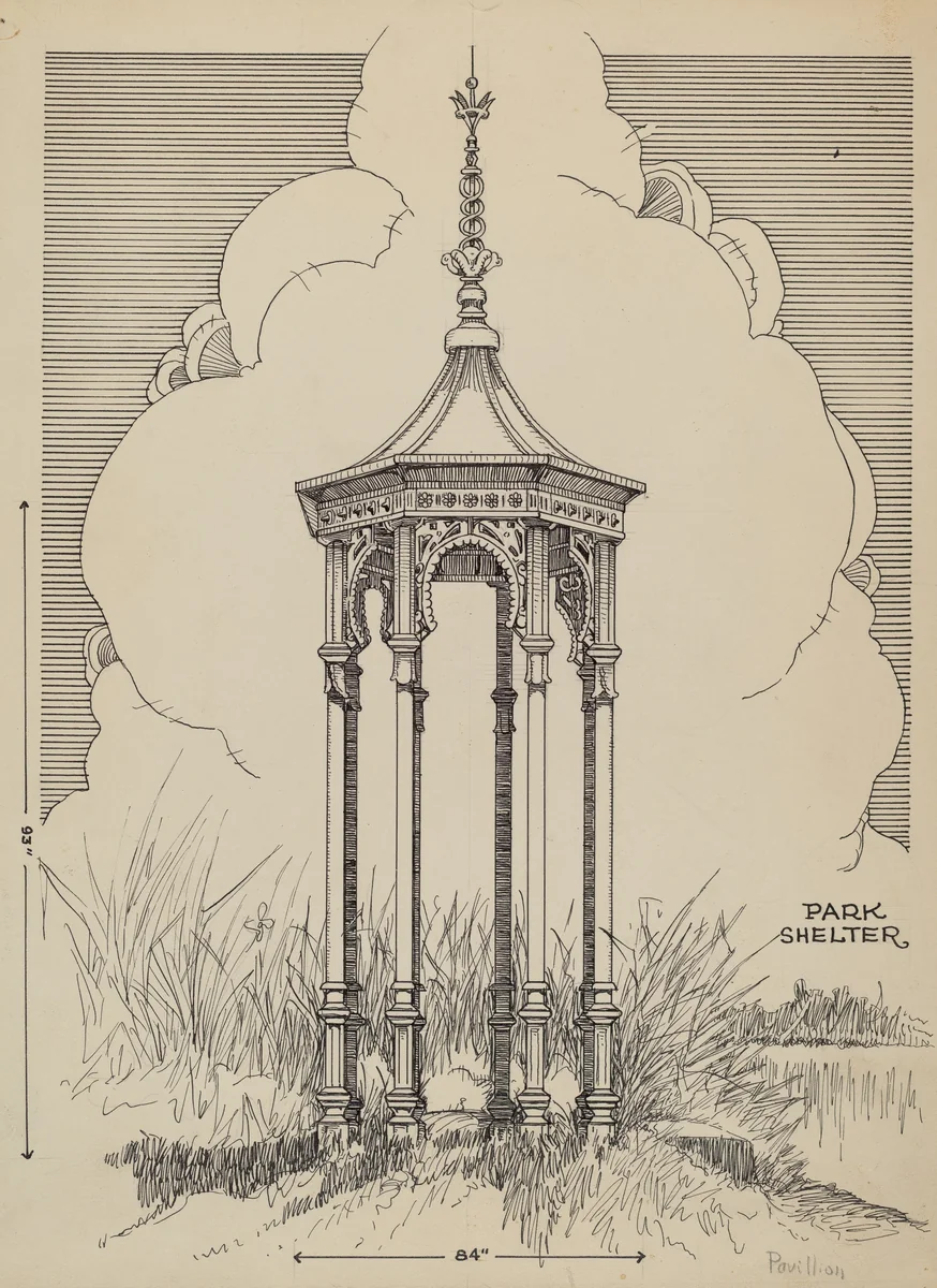 Cast Iron Pavilion by Thomas Byrne, index of american design, 1936