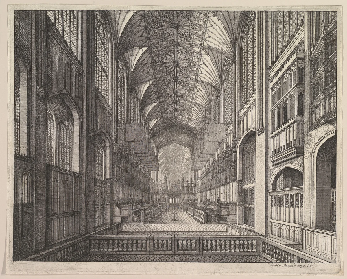 St. George's Chapel Choir, Windsor (from Elias Ashmole's "The Order of the Garter," 1672) by Wenceslaus Hollar, print, 1663