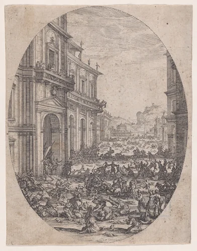 Plate 1, from "Le Massacre des Innocents" (The Massacre of the Innocents) by Jacques Callot, print, 1615-1625