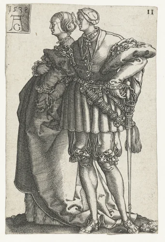 Dansend paar no. 11 by Unknown, print, 1538