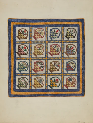 Bedspread by Arlene Perkins, index of american design, 1935-1942